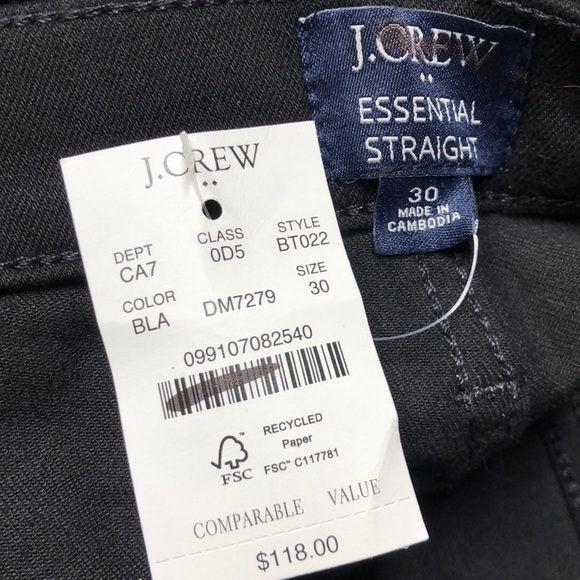 J. Crew Essential Straight Jeans All-Day Stretch Straight Leg Black NWT Size 30 - Picture 7 of 10